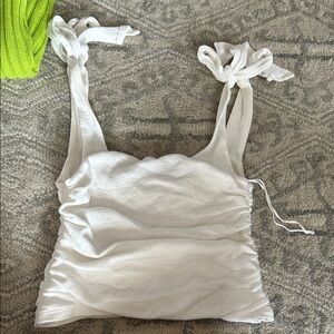 Free People White Tie-Strap Tank Top